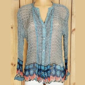 LUCKY BRAND Women Shirt Size L Long Sleeve Vneck